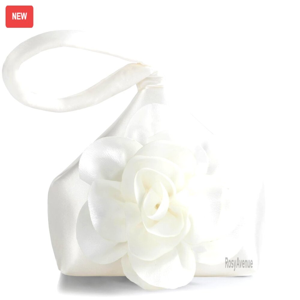 Satin Floral Clutch Evening Bag Wristlet Purse For Parties Wedding